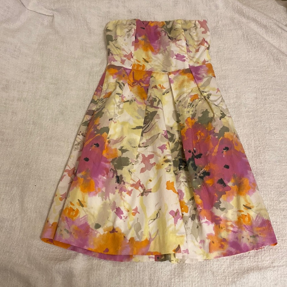 J. Crew strapless spring wedding guest dress.